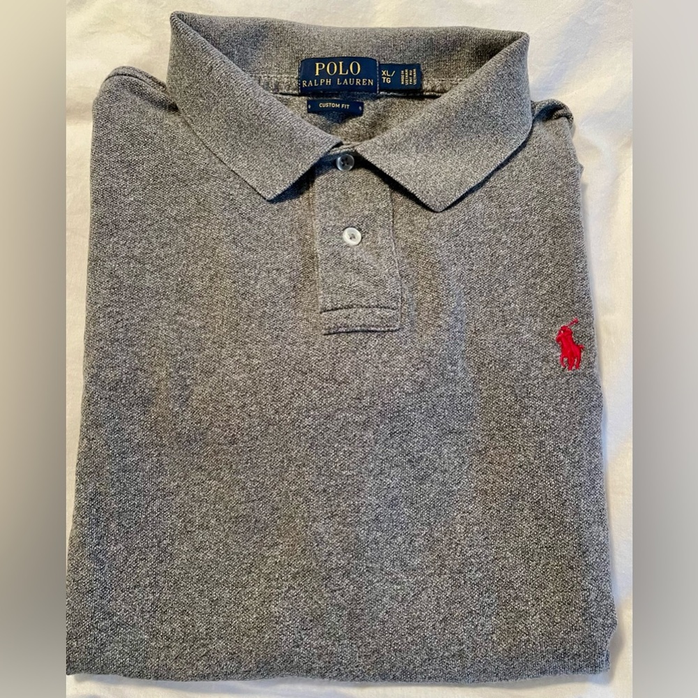 Polo Ralph Lauren short sleeve polo shirt, charcoal gray, custom fit XL